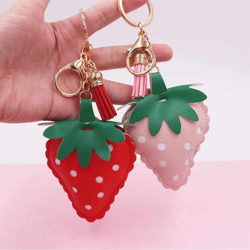 Strawberry Keychain  - Red and Pink